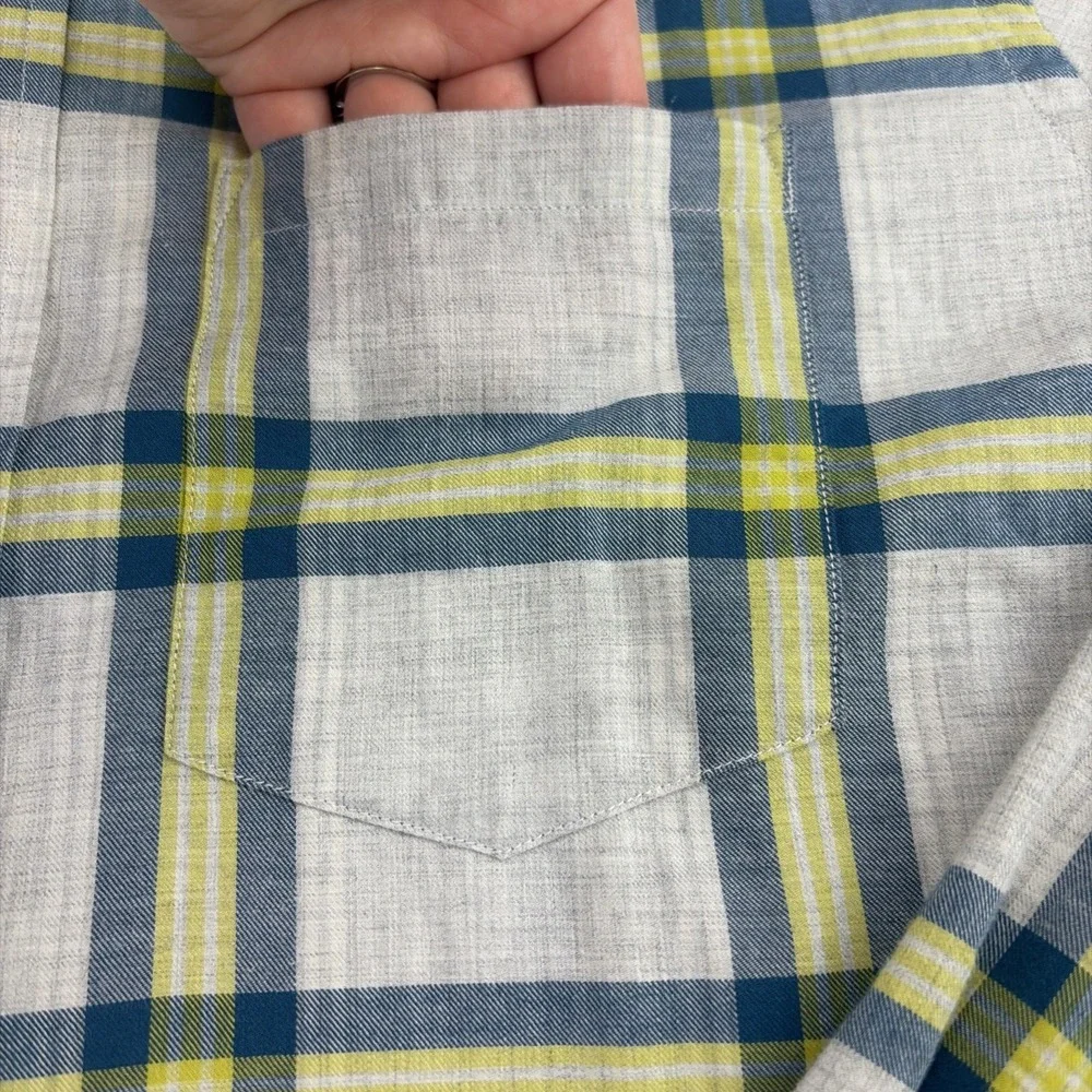 Banana Republic Men's M Soft Wash Long Sleeve Shirt Slim Fit Blue Yellow Plaid